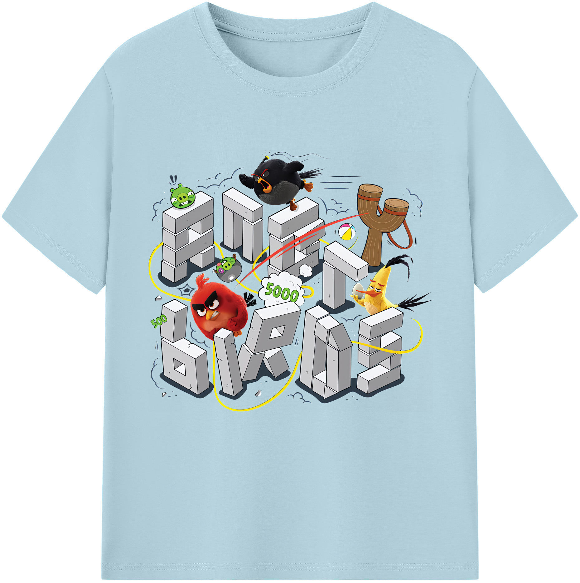 （画像用） Angry Birds アングリーバード 綿100％半袖Tシャツ（フロントプリント）